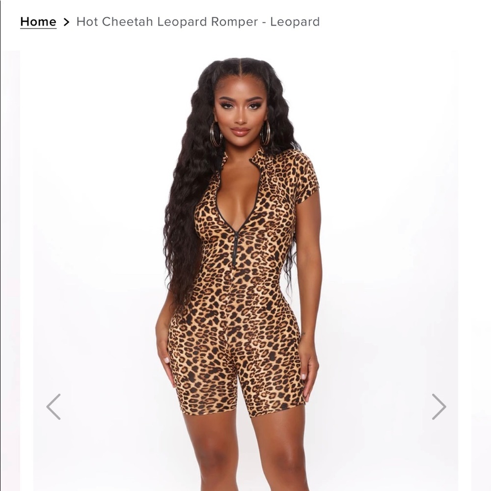 Never work cheetah romper. Size: XS